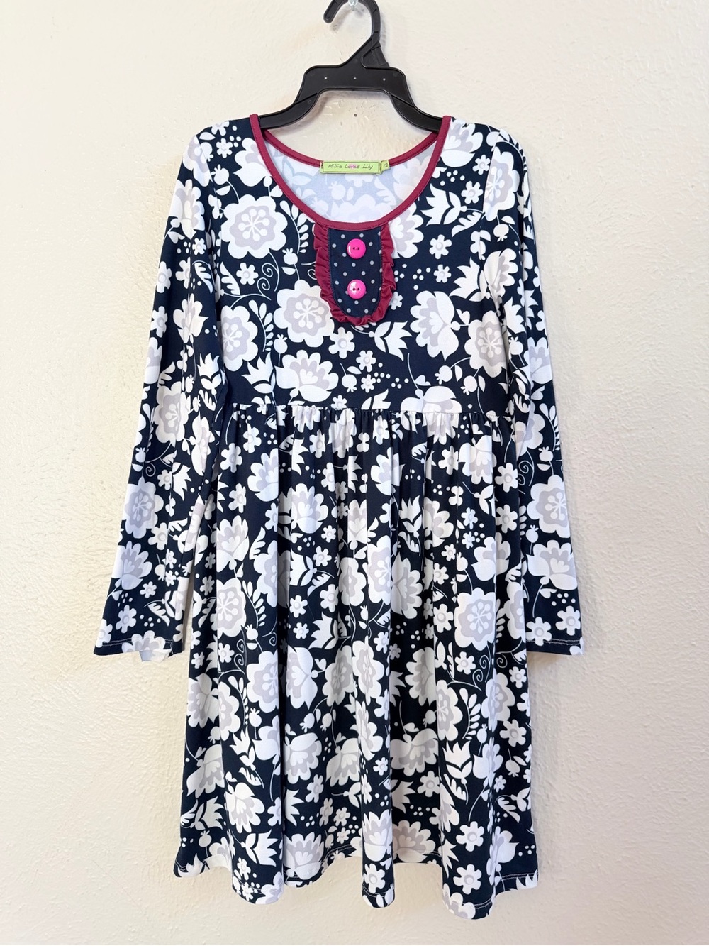 Millie Loves Lily blue floral knit dress